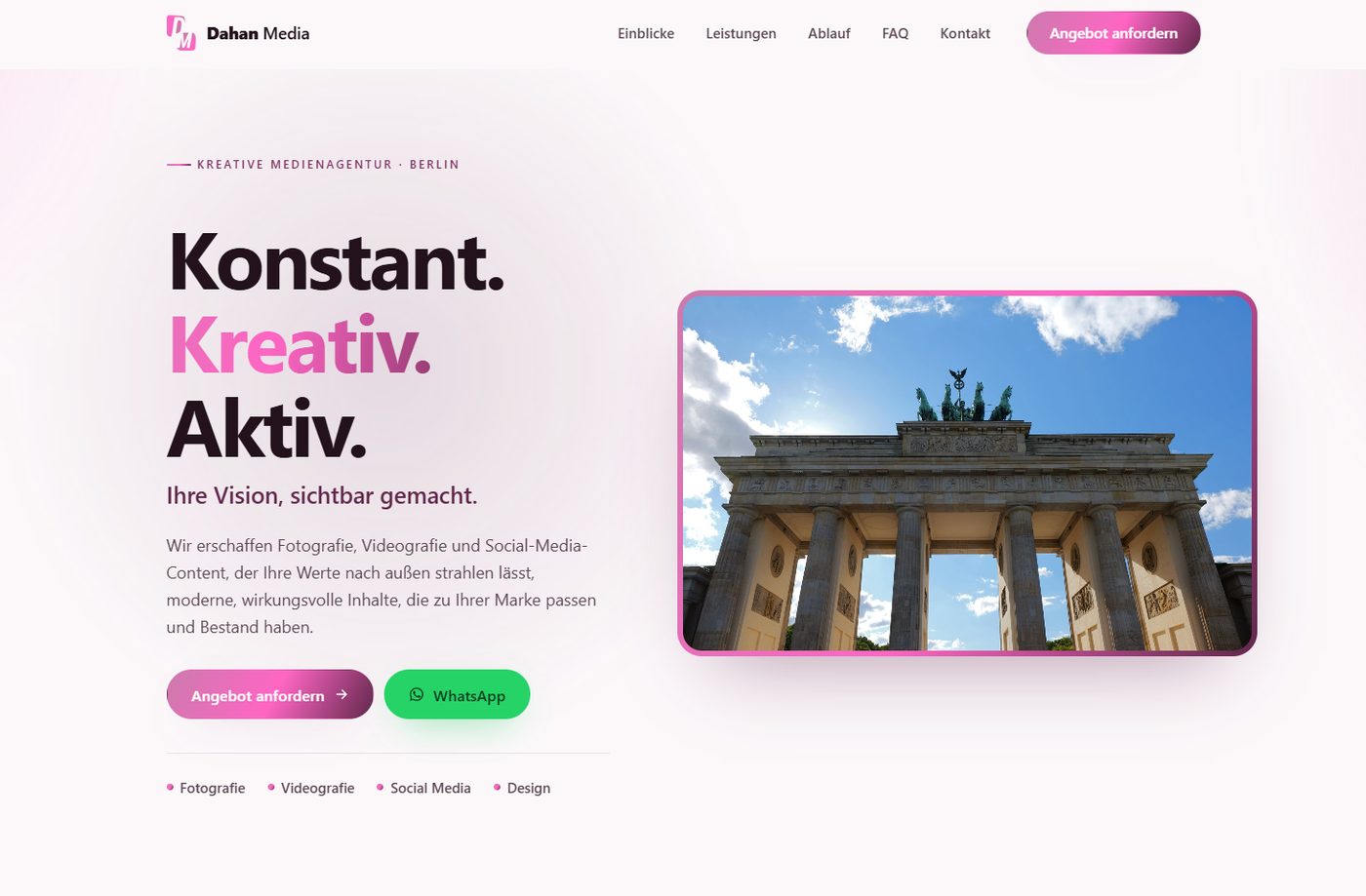 Startseite von Dahan Media — Medienagentur aus Berlin